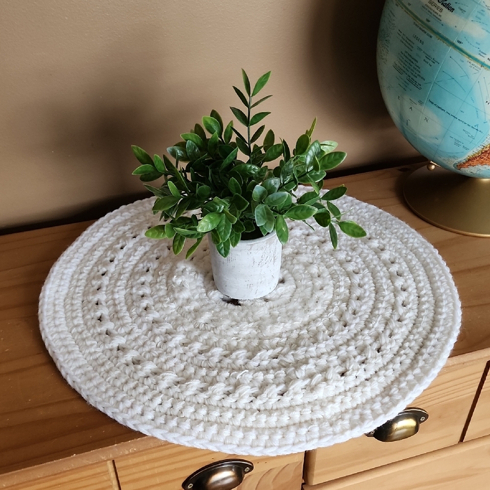 Handmade White Crochet placemat